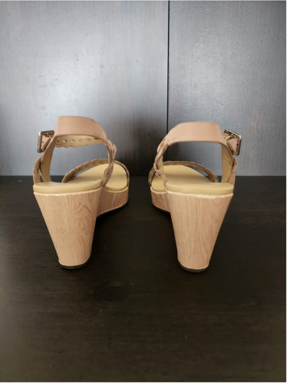 Naturalizer Carlita Leather Braided Wedge Sandals Platform 8 M Light Mauve Beige - Picture 7 of 15